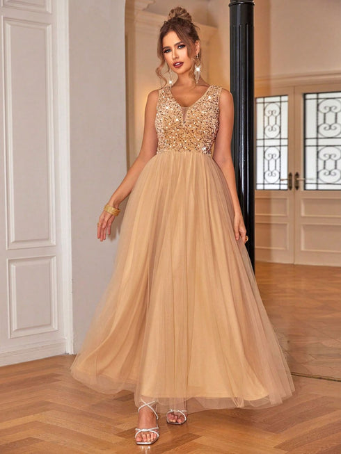 sequin-v-neck-sleeveless-dress OhSoStyled at Sophia's Style-6